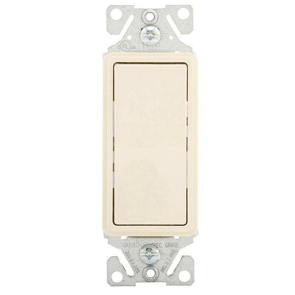 Eaton Wiring Devices 7500 Rocker Switch, 15 A, 120277 V, SPST, Lead Wire Terminal, Light Almond 7501LA-BOX